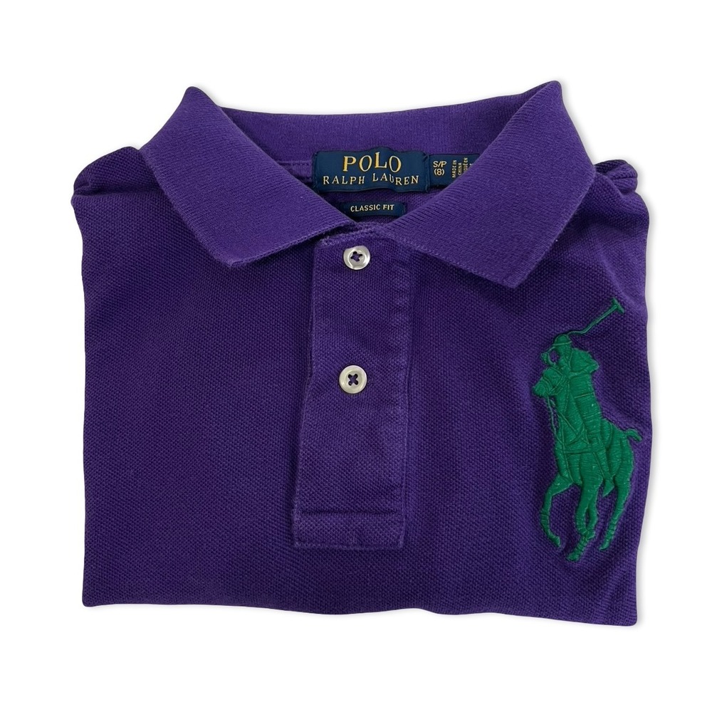 Polo Ralph Lauren Boys Purple Big Pony Cotton Polo Shirt Size 8 S/P